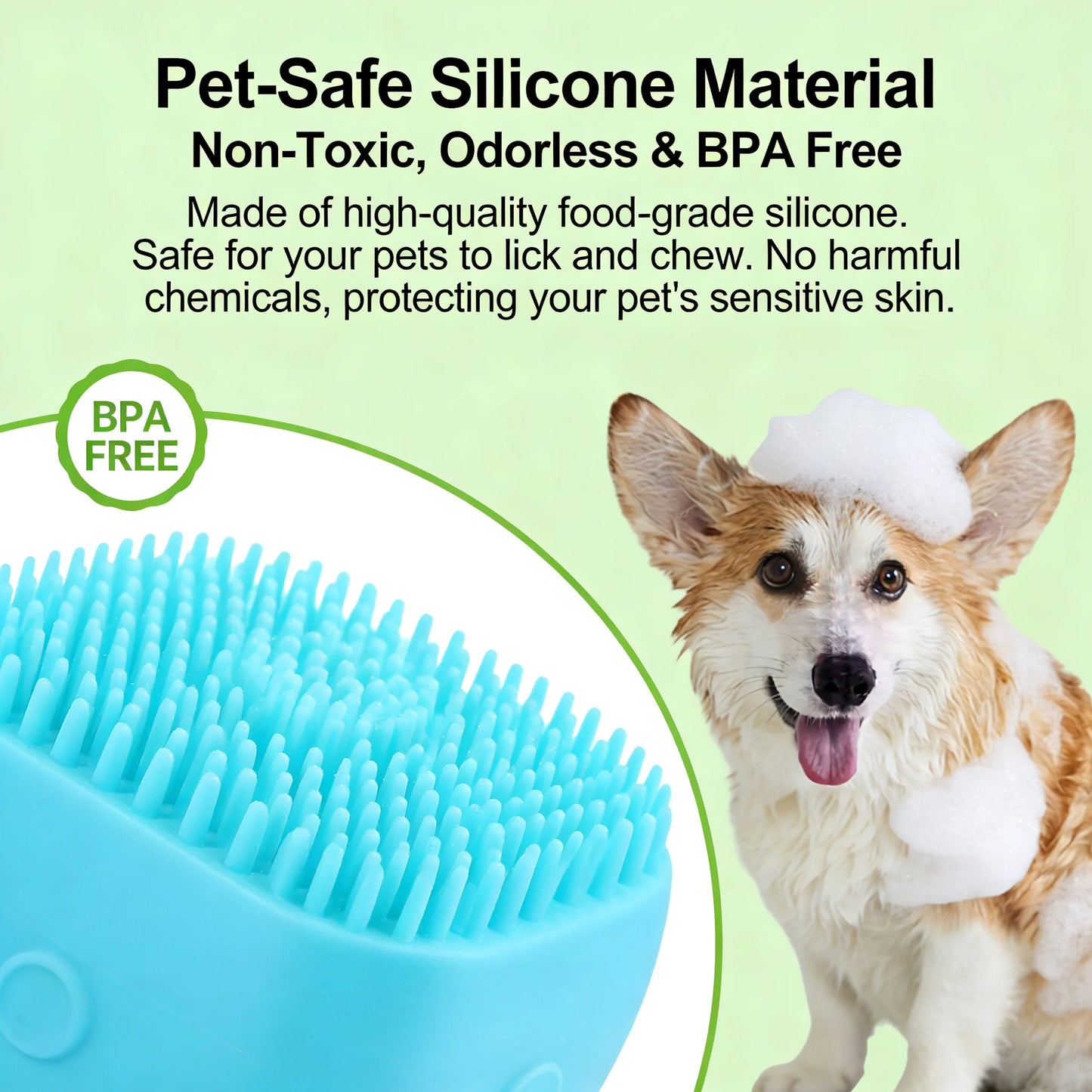Pawinos™ 2-in-1 Pet Bath & Grooming Brush – Silicone Shampoo Massage Brush for Dogs & Cats