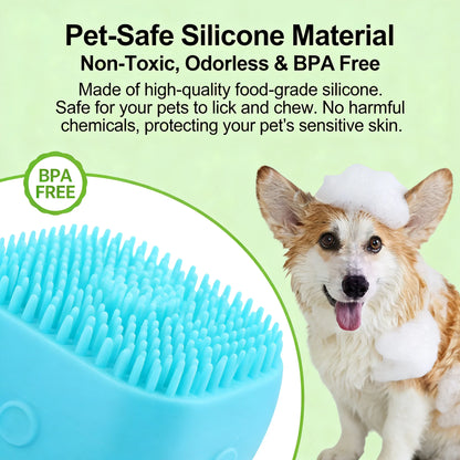 Pawinos™ 2-in-1 Pet Bath & Grooming Brush – Silicone Shampoo Massage Brush for Dogs & Cats
