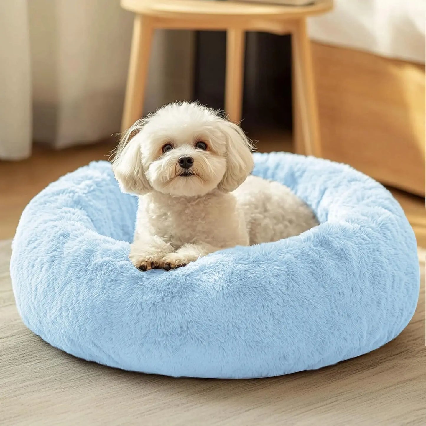 Pawinos™ Calming Donut Dog Bed – Washable Anti-Anxiety Bed for Small & Medium Dogs