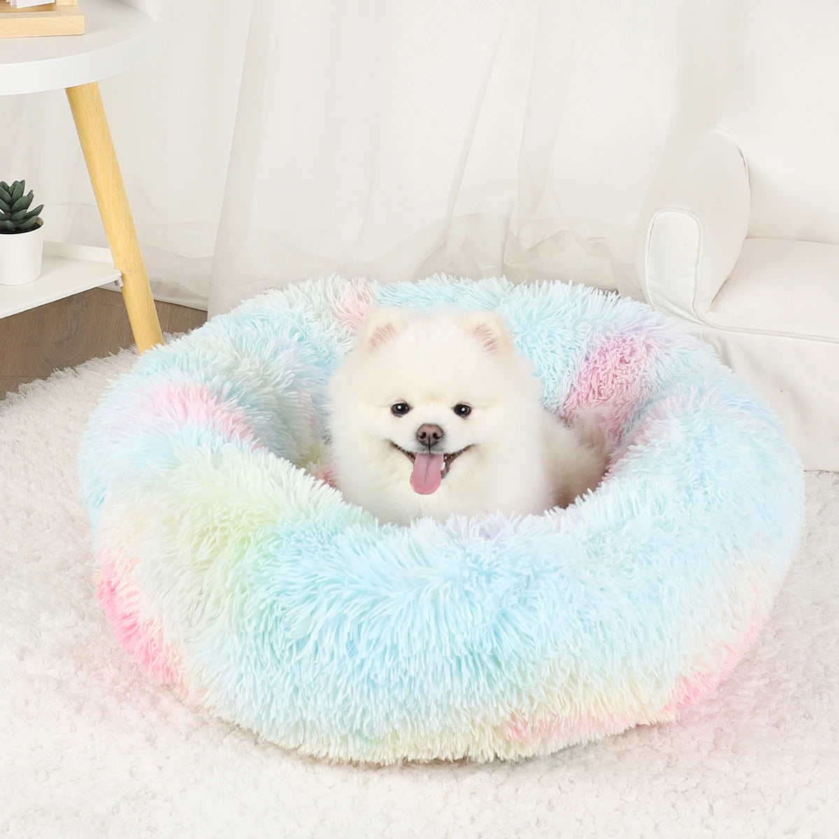 Pawinos™ Calming Donut Dog Bed – Plush Washable Bed for Small, Medium & Large Dogs