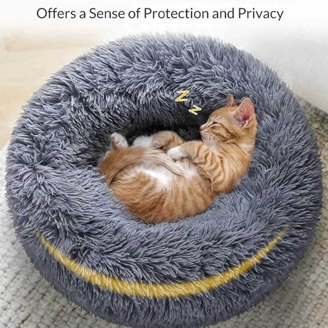 Pawinos™ Plush Round Dog Bed – Calming Washable Bed for Small, Medium & Large Dogs